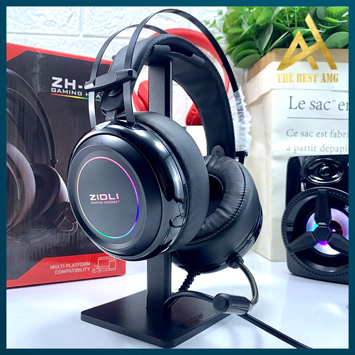Tai Nghe Máy Tính Có Mic Gaming Led Rgb Headphone Chụp Tai Laptop Zidli ZH7 RB Nghe Nhạc Chơi Game Có Dây