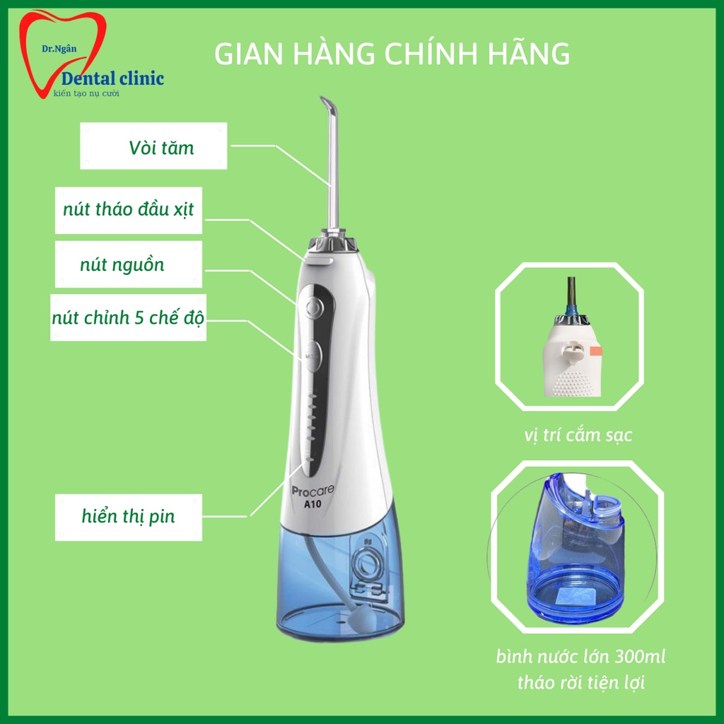 Máy Tăm Nước PROCARE A10- Máy Tăm Nước Vê sinh răng miệng CHÍNH  HÃNG