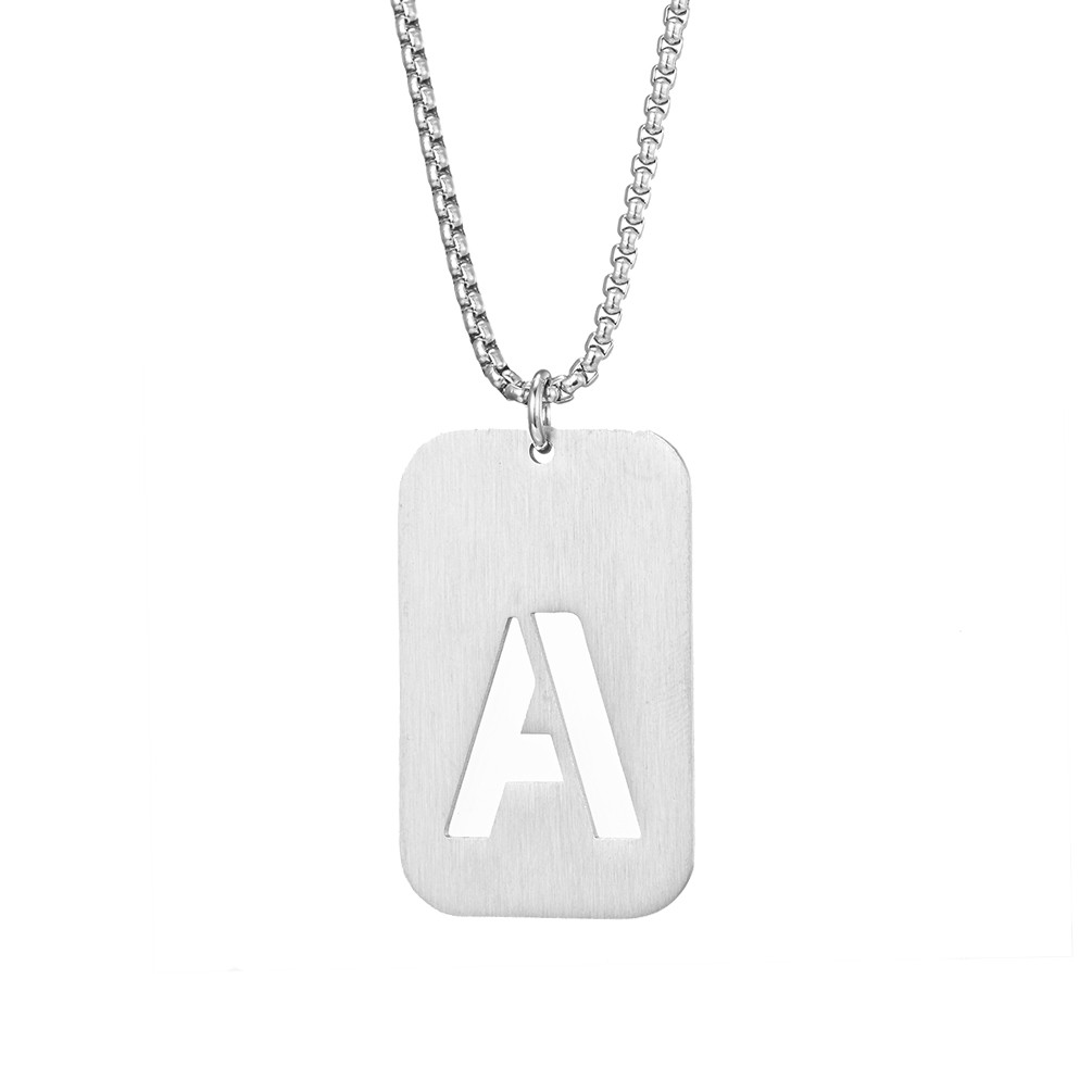 Women Men Titanium Steel Name plate with English letters Pendant Necklace qf103