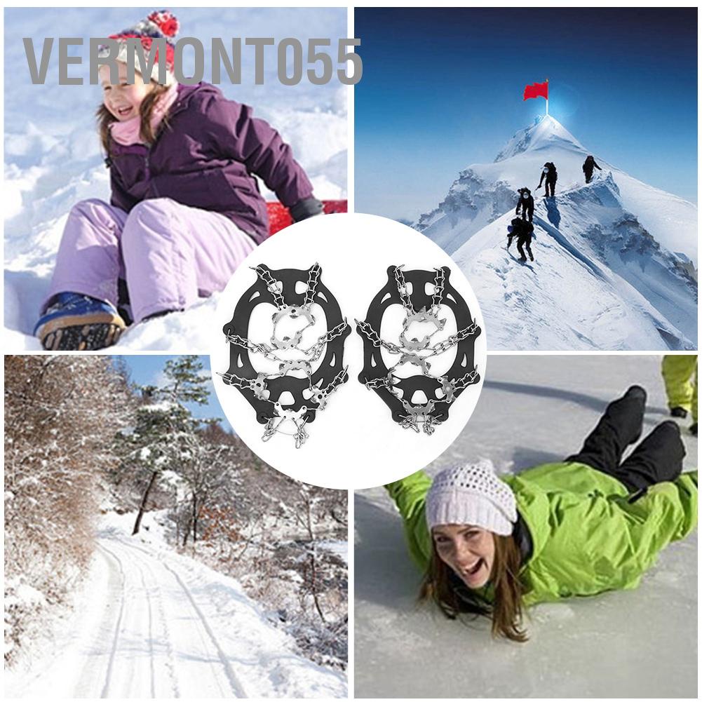Vermont055 A Pair 19 Teeth Outdoor Climbing Ice Crampons Stainless Steel Welding Anti-Slip Shoe Snow Grips Spikes Cleats