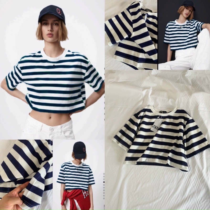 Áo croptop sọc ngang ZARA