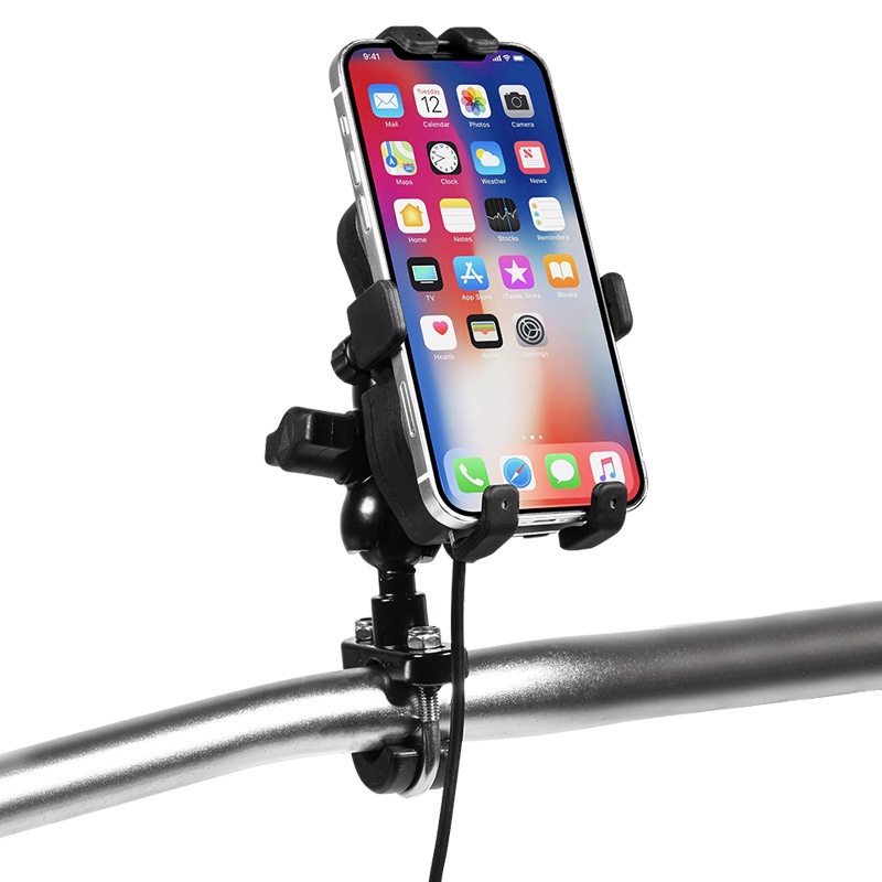 Giá Kẹp Điện Thoại 6 Chân Moto-wolf  Có Sạc [ 1 Chiếc ]