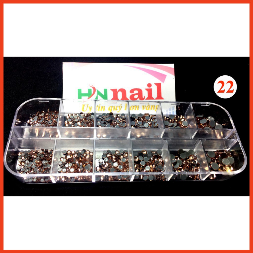 [khay 22] Đá chân keo mix size siêu sáng, 1400 viên giá sỉ phụ kiện nail đồ nail giá rẻ hoài út Nail Store