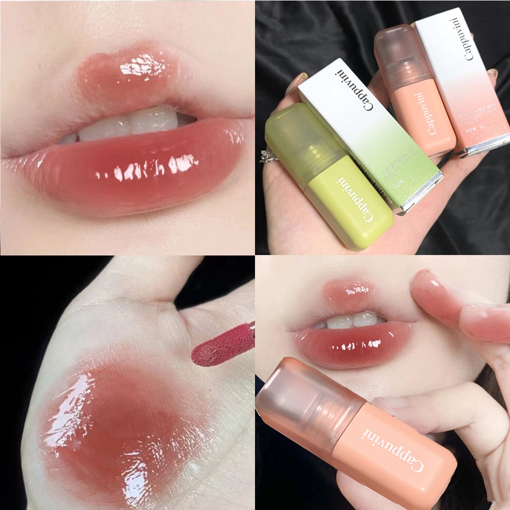Cappuvini Son Kem Lì 6 Màu Mềm Mịn Không Thấm Nước Dưỡng Ẩm Thiết Kế Ống Màu Hồng/Xanh Lá