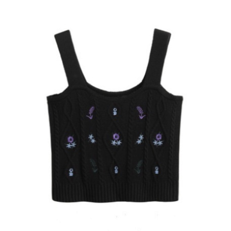 Áo 2 dây bản to croptop sexy kiểu Hàn Quốc LUHAZO phong cách Ulzzang nhiều màu ôm body thêu hoa Siêu Hot K5T3