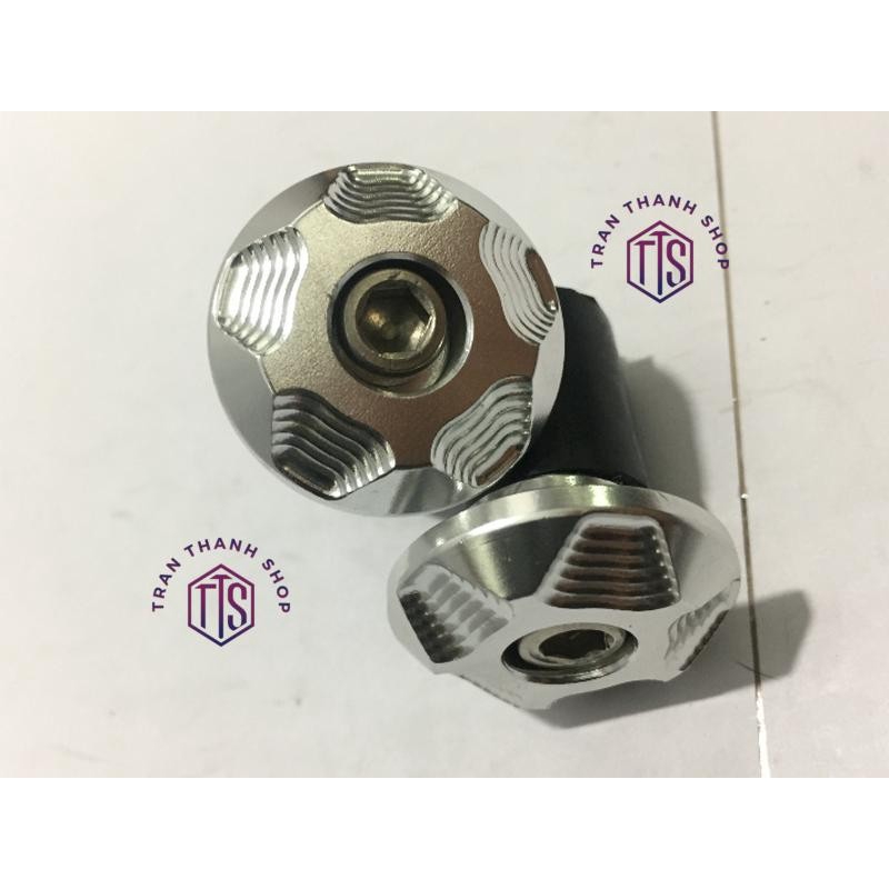 Gù tay lái xe máy NHÔM CNC - TTS01 (Trắng ánh kim )