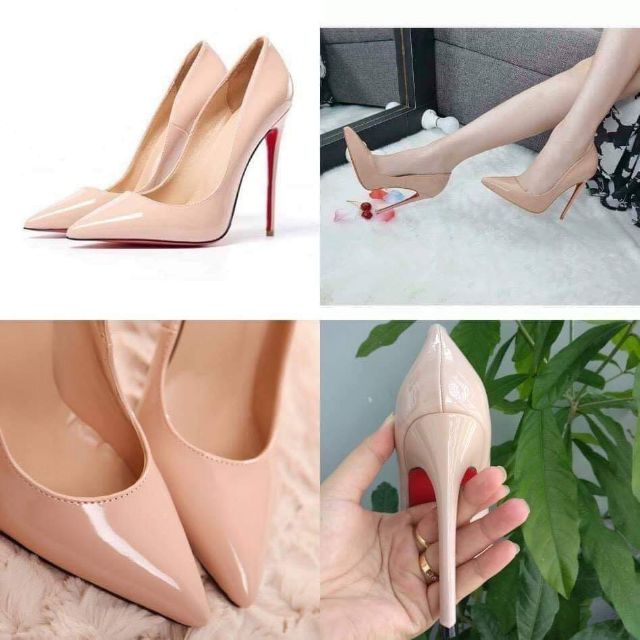 Giày cao gót đế đỏ màu nude 11_12p