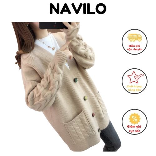 Áo cardigan nữ len mỏng form rộng dệt kim ulzzang dáng dài NAVILO AKL001