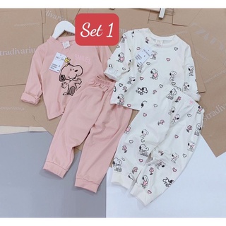 Set 2 bộ snoopy dài tay bé gái