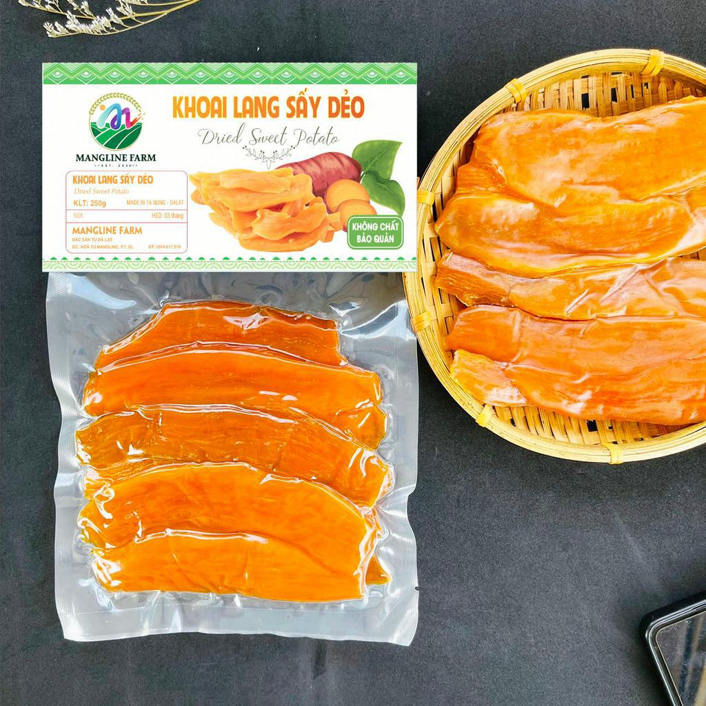 Khoai lang sấy dẻo không đường Mangline Farm Đà Lạt 250g đồ ăn vặt giảm cân hiệu quả thơm ngon đặc sản Đà Lạt