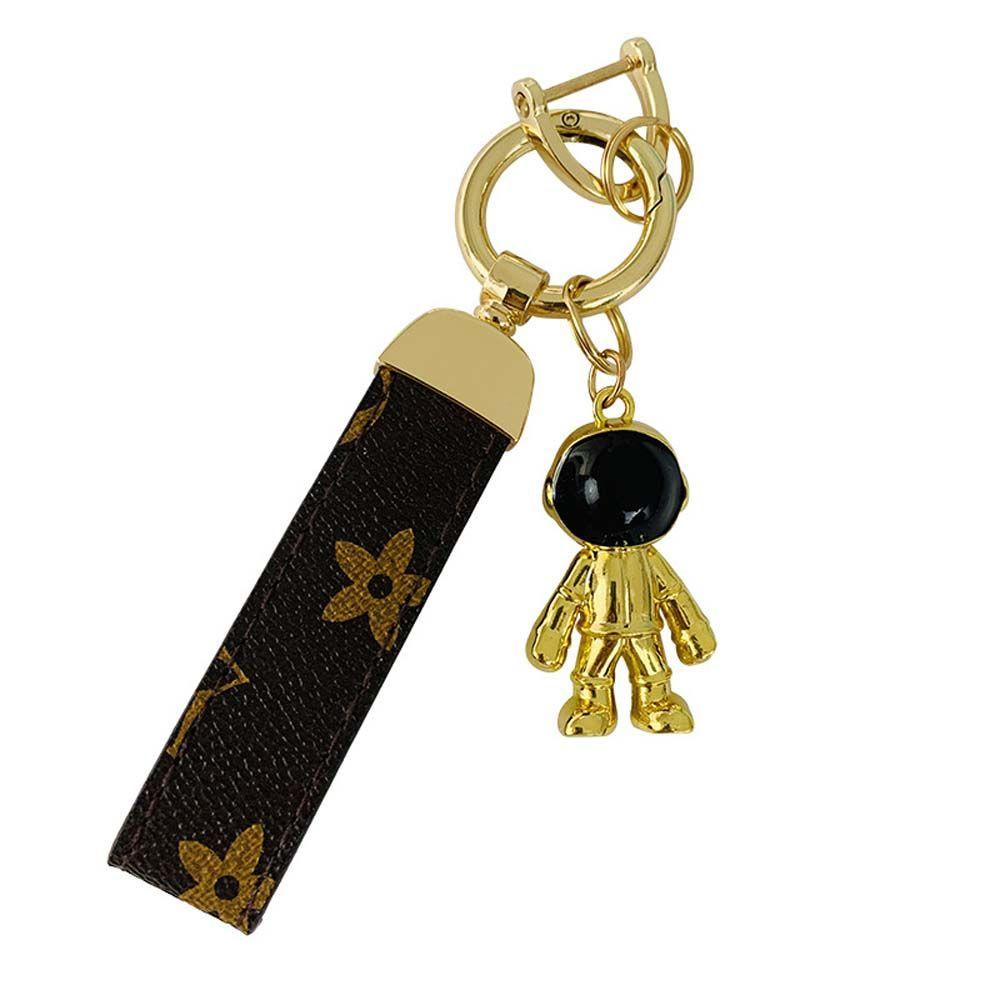 Móc Khóa Da Thủ Công Hình Phi Hành Gia 3D REBUY1 Thời Trang Tinh Tế Kèm Dây Đeo Tay Và Giá Đỡ