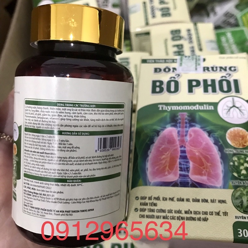 Viên uống thảo mộc keo ong xanh Đông trùng Bổ phổi Thymomodulin tăng cường sức khoẻ cho cả gia đình 30 viên chính hãng
