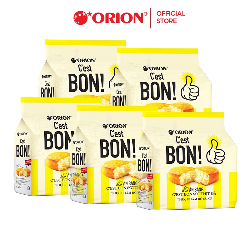 Combo 5 Gói Bánh Ăn Sáng Orion C'est Bon Sợi Thịt Gà (85g x 5)
