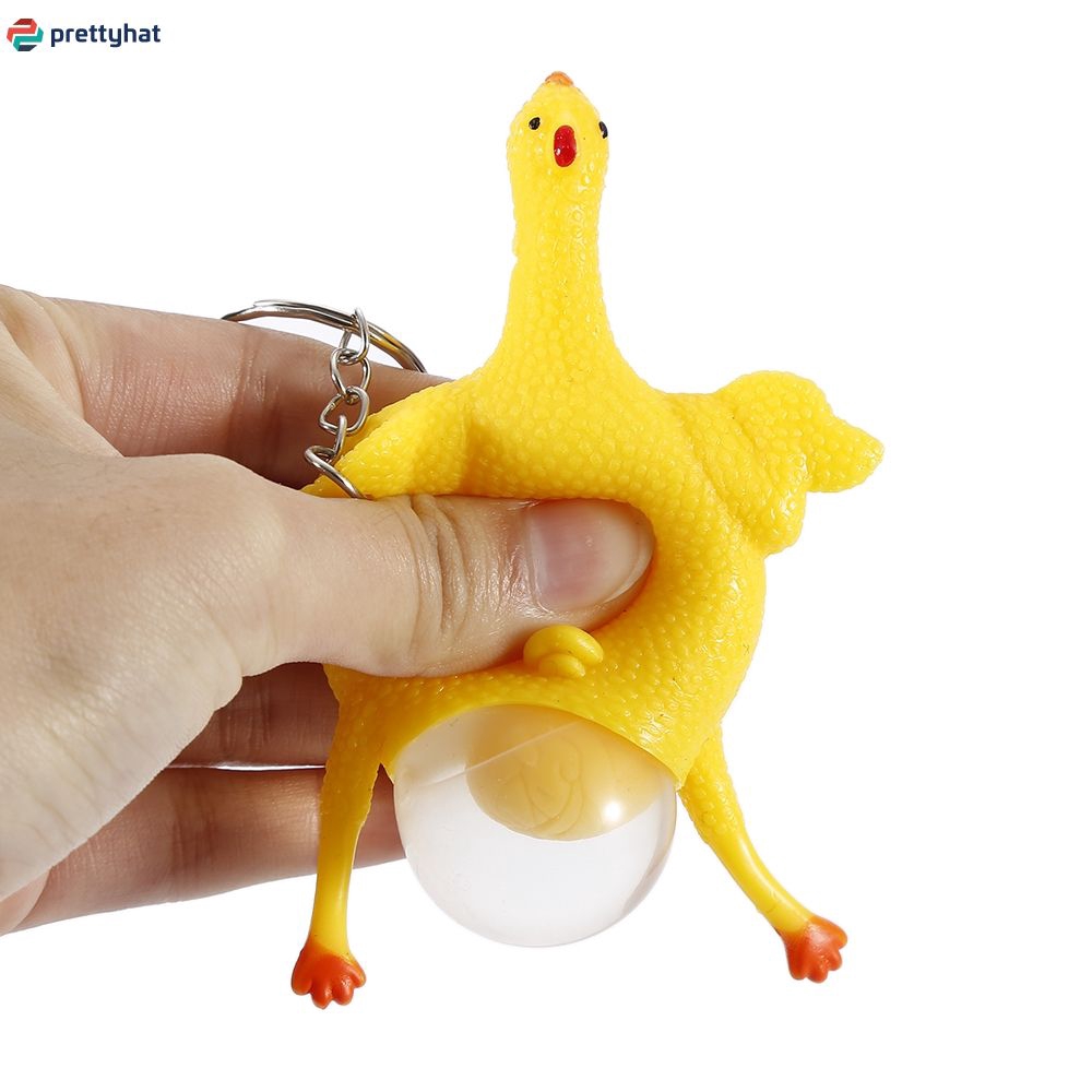 Móc chìa khóa trang trí hình gà đẻ trứng chất liệu cao su