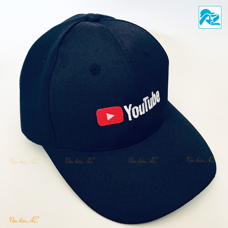 Nón kết màu đen thêu logo Youtube thời trang - Mũ lưỡi trai MT433