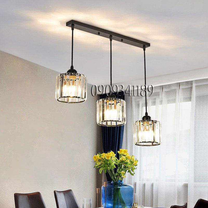 Đèn thả pha lê trang trí hiện đại - kèm bóng LED và đế ốp trần