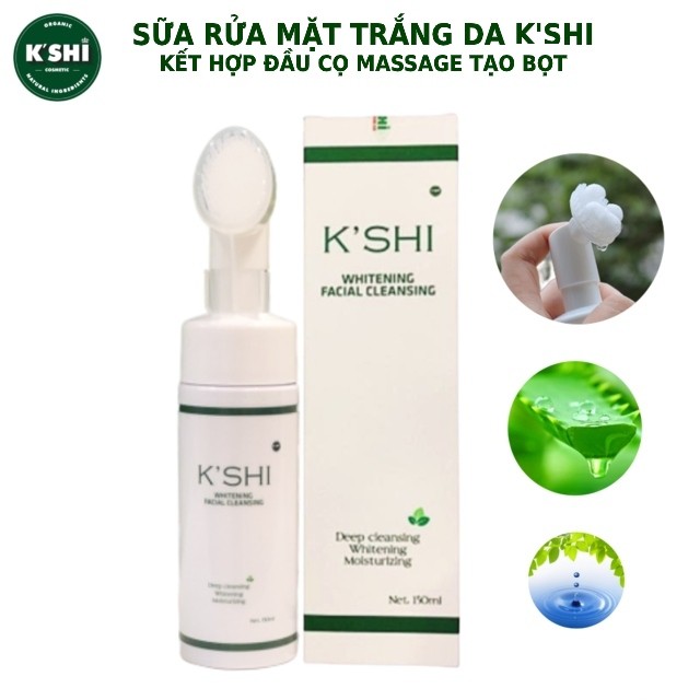 [ƯU ĐÃI SỐC] Sữa Rửa Mặt Trắng Da K’SHI Có Đầu Cọ Massage Tạo Bọt Hàng Chính Hãng K'shi Whitening Facial Cleansing 150ml