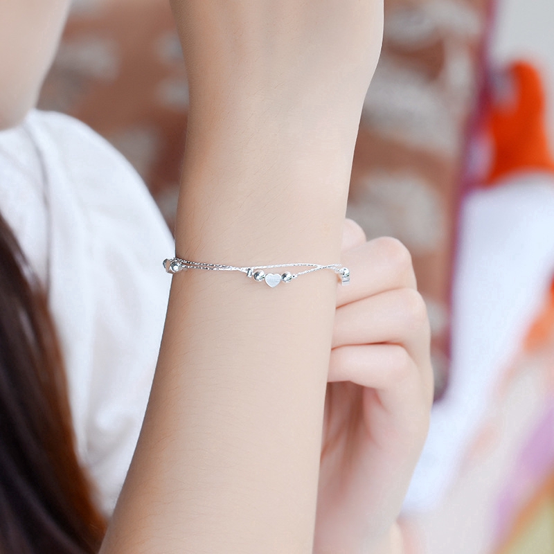 Vòng Tay Hai Lớp Mặt Trái Tim Thời Trang Cho Nữ