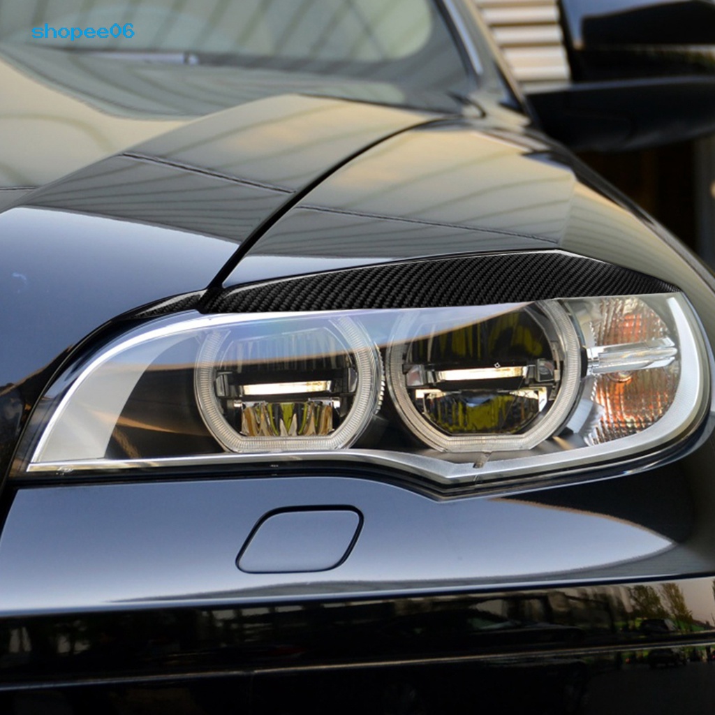 Set 2 Miếng Dán Viền Đèn Pha Bằng Sợi Carbon Cho Xe Hơi BMW E71 X6 2008-2014