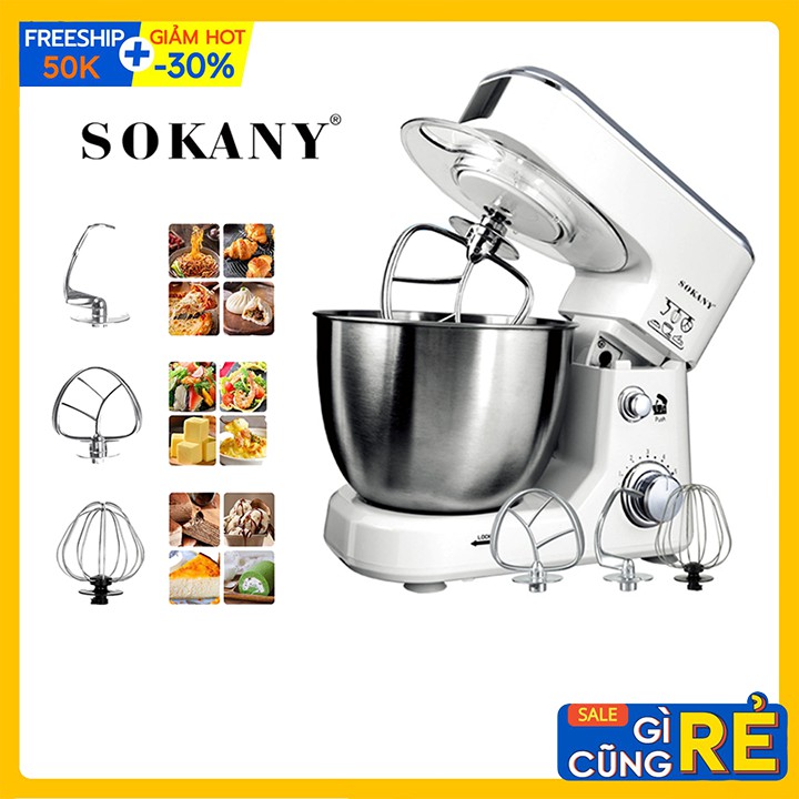 MÁY ĐÁNH TRỨNG, TRỘN KEM, THỰC PHẨM ĐỂ BÀN SOKANY 209 CÔNG SUẤT LỚN 450W 4 LÍT
