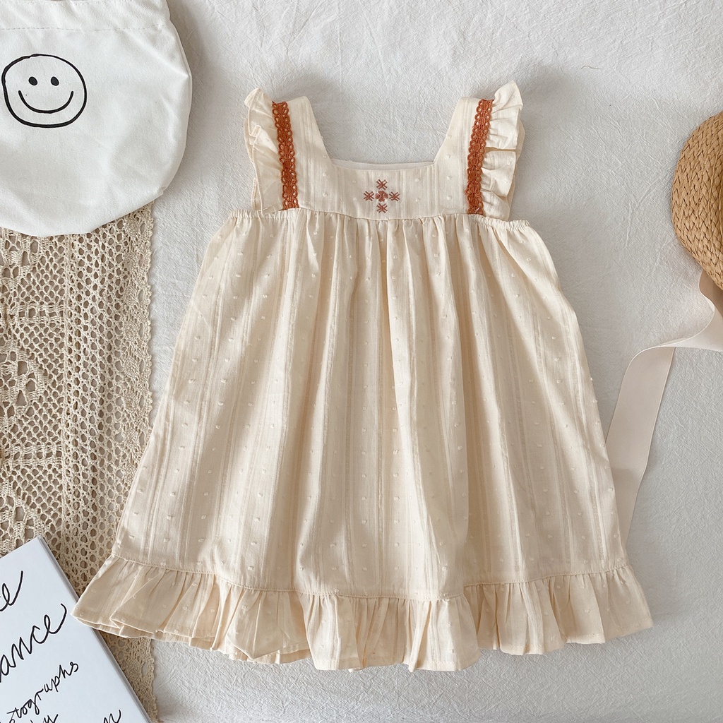 Đầm Công Chúa Mùa Hè Chất Liệu Cotton Phong Cách Nhật Bản Cho Bé Gái 80-120cm