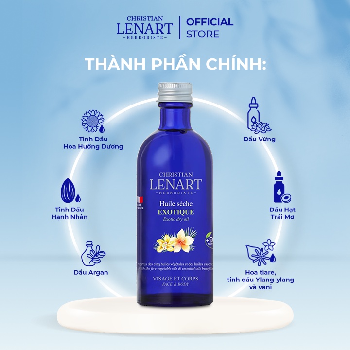 [Mã BMBAU50 giảm 7% tối đa 50K đơn 99K] Dầu Khô Hương Hoa Tiare &amp; Ylang Christian Lenart 100ml