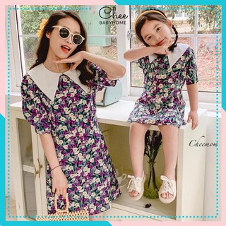 Đầm đôi cho mẹ và bé cực xinh diện hè, đồ đôi mẹ và bé chất voan cát mềm mịn - Chee Babyhome