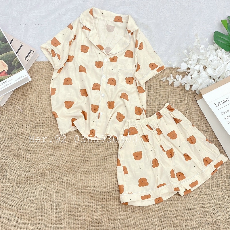 Đồ ngủ pijama hoạ tiết dễ thương mặc nhà siêu mát