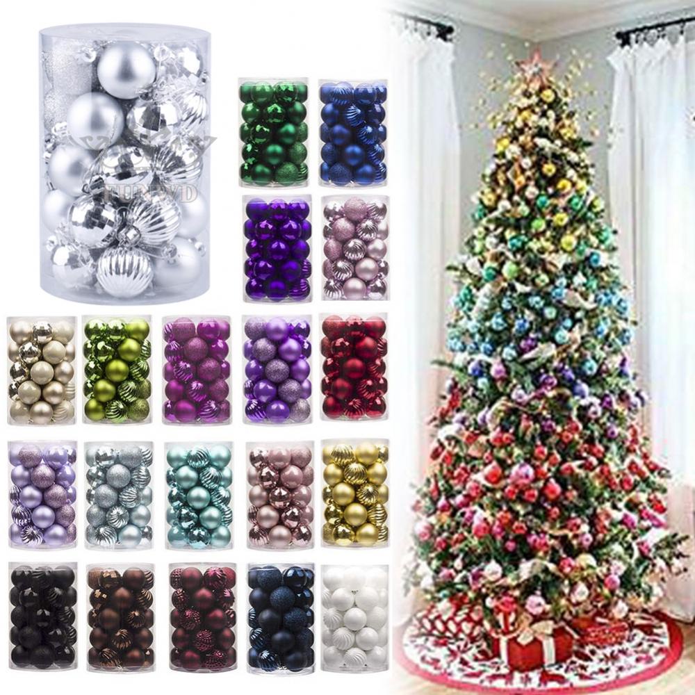 Set 34 Quả Châu Màu Đỏ 40mm Trang Trí Cây Thông Noel