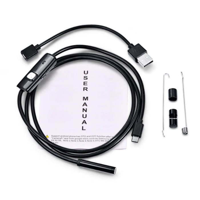 Camera nội soi cầm tay cho Android giá rẻ đường kính 5.5mm chiều dài 1M chống nước IP67 M723 - Cổng Micro USB và USB