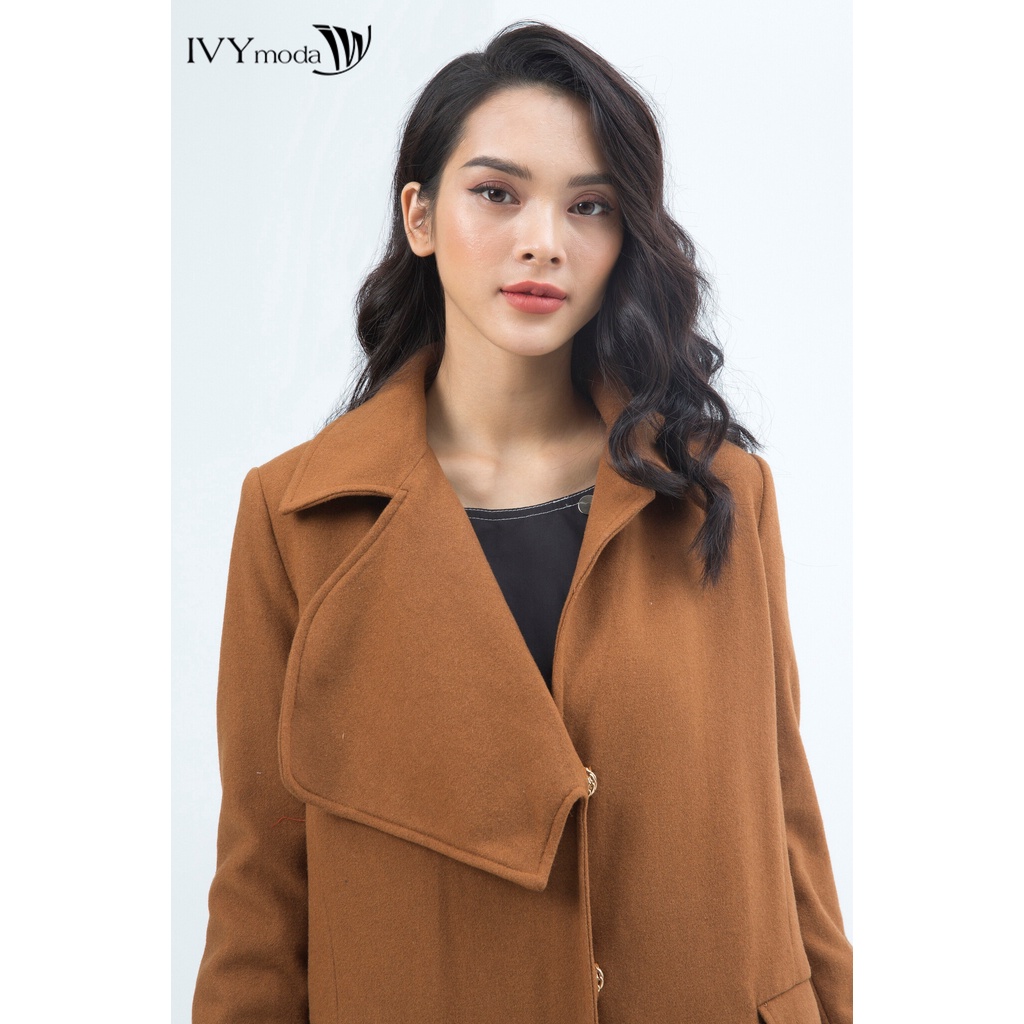 [NHẬP WABRTL5 GIẢM 10% TỐI ĐA 50K ĐH 250K ]Áo khoác dạ nữ cổ vạt IVY moda MS 71B7648