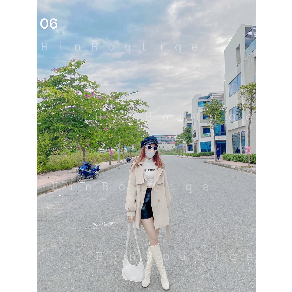 [Mã HINS202  giảm 5k trên toàn shop] Áo măng tô nữ dáng lửng 4 cúc đồng kèm belt hàng Quảng Châu ( sẵn ) | BigBuy360 - bigbuy360.vn