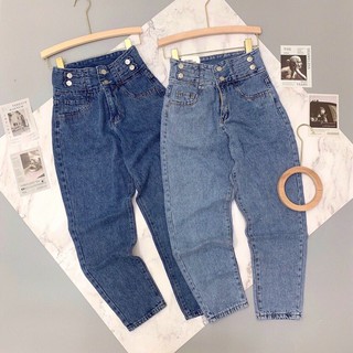 Quần bò baggy nữ quần jean baggy nữ quần jeans nữ cạp cao 3 size S M L hót 2021