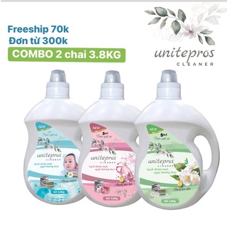 Combo 2 can nước Giặt Unitepros 3.8kg/can hương bất kỳ - nước hoa, hoa nhài, comfort