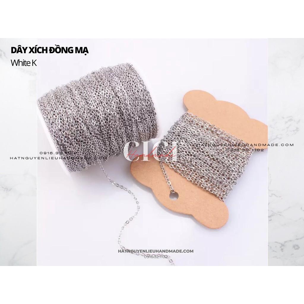 Cuộn 3m dây xích trang sức không gỉ Cici Handmade chuyên hạt đá hạt pha lê hạt cườm hạt trang sức tự làm DIY hoa cài áo