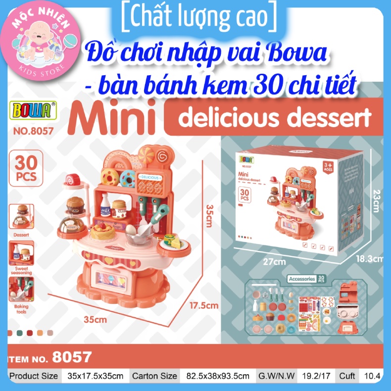 [Chính hãng] Đồ chơi nhập vai Bowa 8057 - Bàn bánh kem 30 chi tiết dành cho bé gái trên 3 tuổi