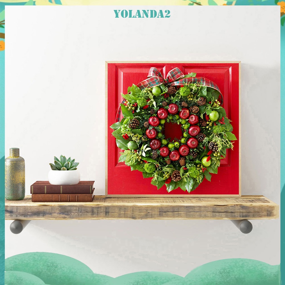 Tranh đính đá kim cương toàn bộ 5D DIY hình vòng hoa giáng sinh