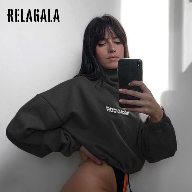 Áo Sweater Relagala Cổ Cao Tay Dài Phối Dây Rút Thời Trang Quyến Rũ Cho Nữ 2021 | BigBuy360 - bigbuy360.vn