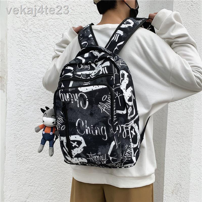 Cặp học sinh nam xu hướng in hip-hop Hàn Quốc 2021 mới nữ sinh trong ba lô cặp đôi trung học cơ sở và trung học