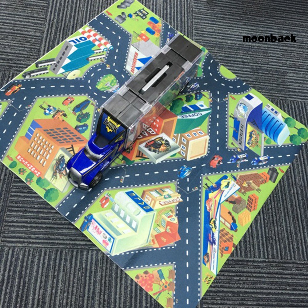 Thảm không dệt kích thước in hình thành phố cho bé 80x70cm