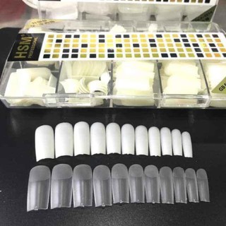 Móng úp HSM fom vuông mặt nhám sẵn - hàng loại 1 - hộp 500 móng đủ size