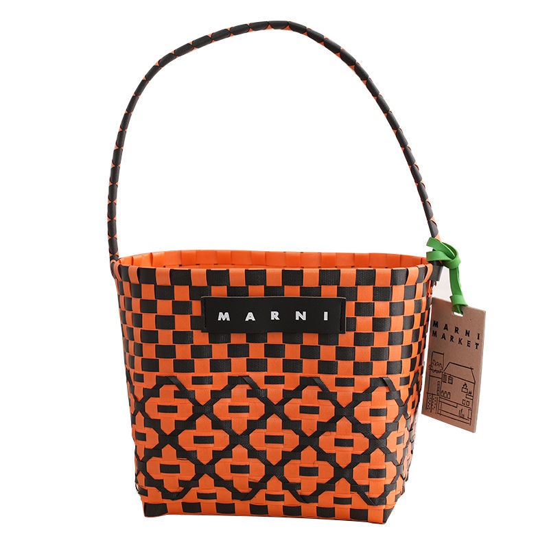 Giỏ Đan Tay Hình Trụ Vuông Nhỏ Phong Cách Mới Đựng Rau Củ Quả Đi Biển / Mua Sắm