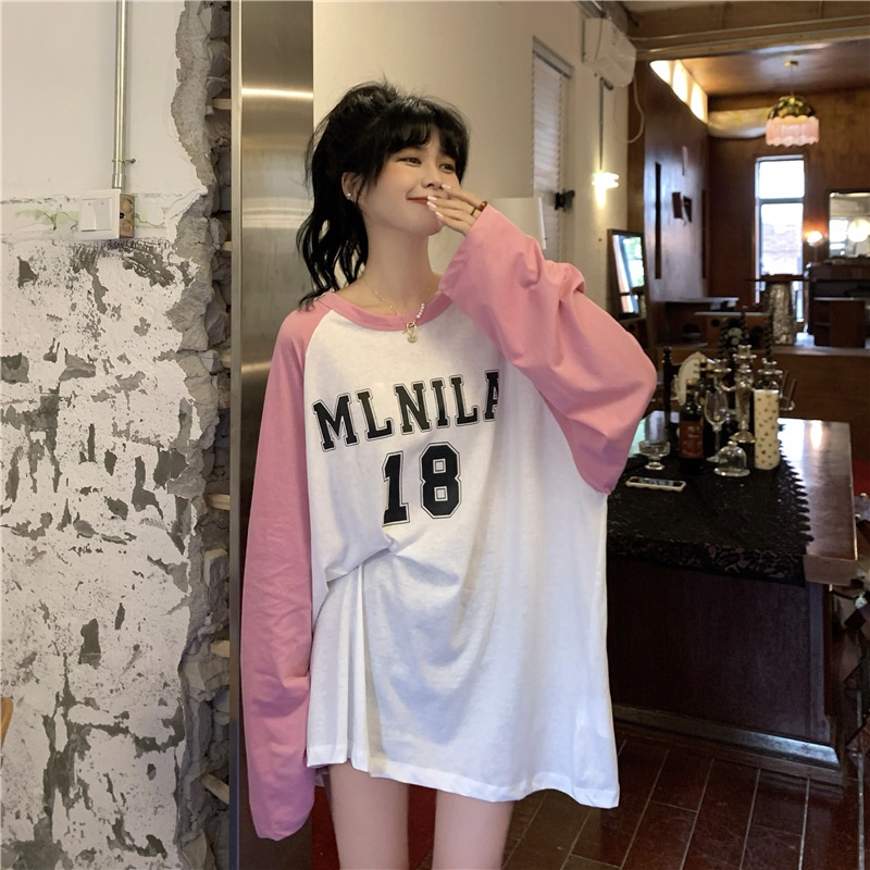 ÁO THUN TAY DÀI NỮ PHỐI MÀU TRẮNG SỐ 18 OVERSIZE <75KG TD2205