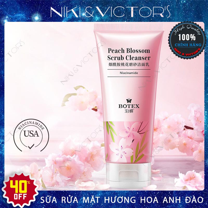 Sữa Rửa Mặt Tẩy Tế Bào Chết Chiết Xuất Hoa Anh Đào Kiềm Dầu Làm Sạch Sâu Thu Nhỏ Lỗ Chân Lông Dưỡng Sáng Da