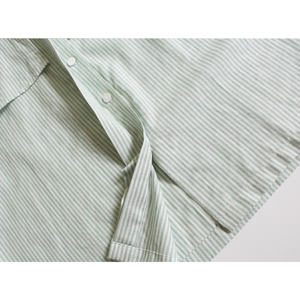 Áo cổ trụ có bèo ngực - Linen cotton - by Tháng Năm
