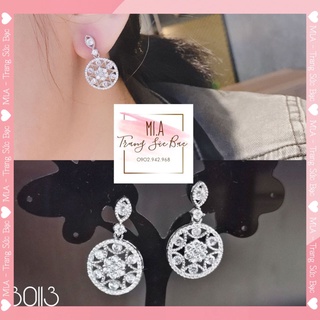 Bông (khuyên) tai BẠC Ý S925 cao cấp hột mỹ nhân tạo B0113