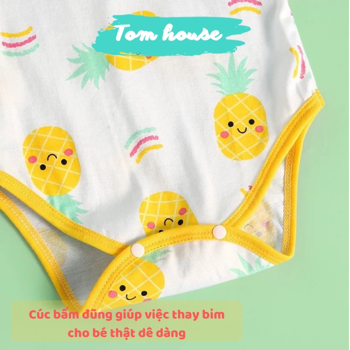 Bộ Bodysuit Tay Bèo Bé Gái Vải Thông Hơi Mỏng Mát Mùa Hè Tôm House