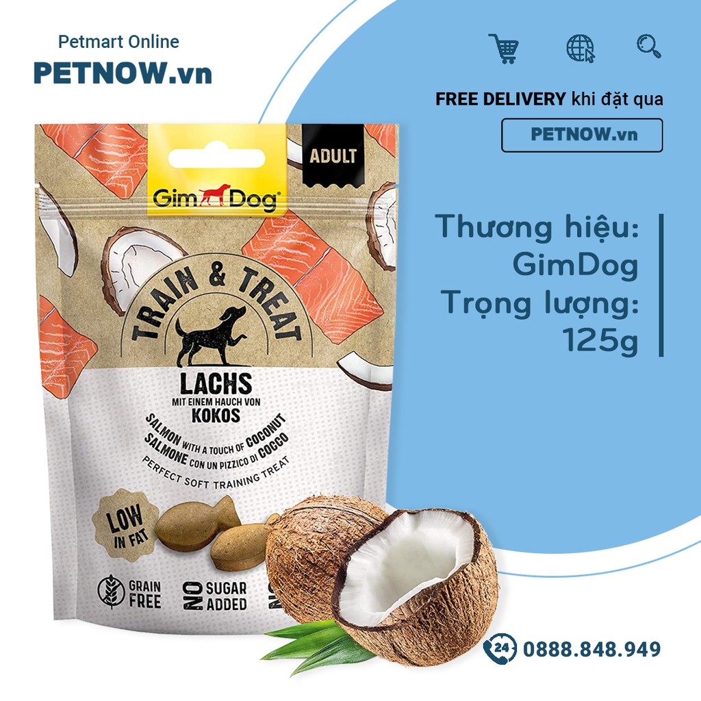 Snack GimDog Train Treat Lachs 125g - Hỗ trợ huấn luyện cho chó trưởng thành