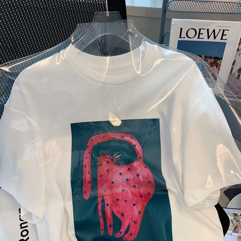 Áo Thun Tay Ngắn In Họa Tiết Hoạt Hình Dễ Thương Cho Nữ