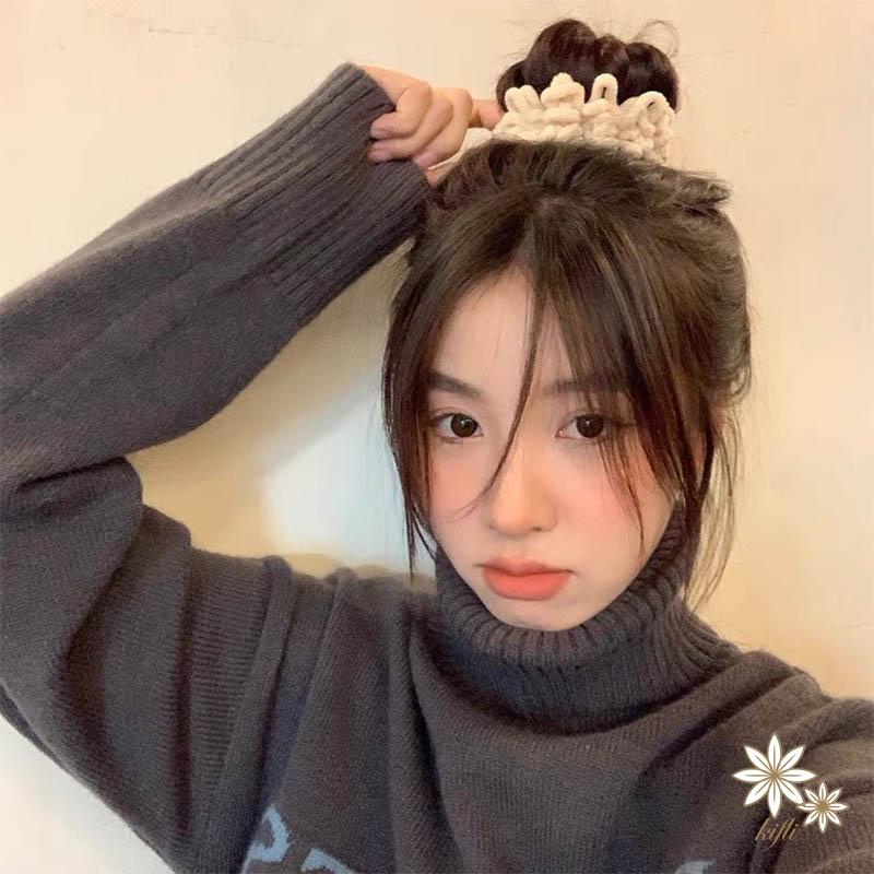 【kifli】Dây buộc tóc cao su bọc lông nhung tinh tế phong cách Hàn Quốc đơn giản cho nữ
